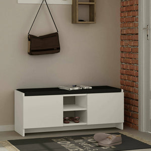 Scarpiera Axar, Mobile portascarpe, Armadio da ingresso multiuso, Mobiletto per calzature, 110x37h43 cm, Bianco