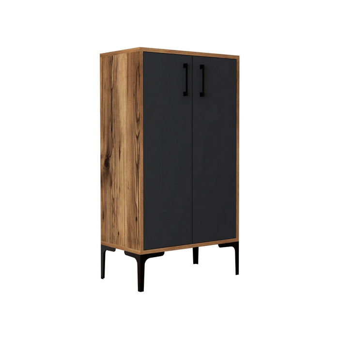 Scarpiera Axarix, Mobile portascarpe, Armadio da ingresso multiuso, Mobiletto per calzature, 60x35h111 cm, Noce e Antracite