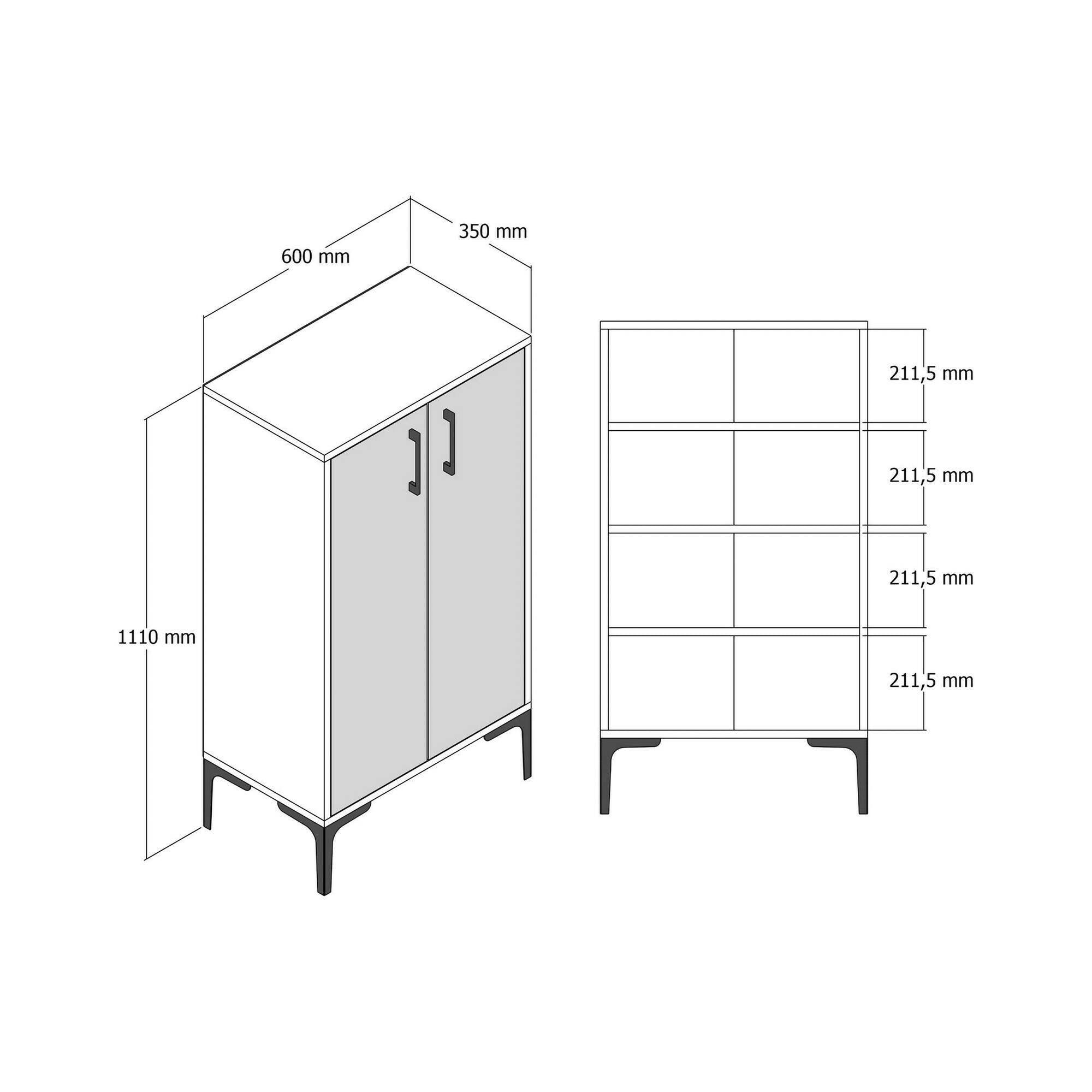 Scarpiera Axarix, Mobile portascarpe, Armadio da ingresso multiuso, Mobiletto per calzature, 60x35h111 cm, Noce e Bianco