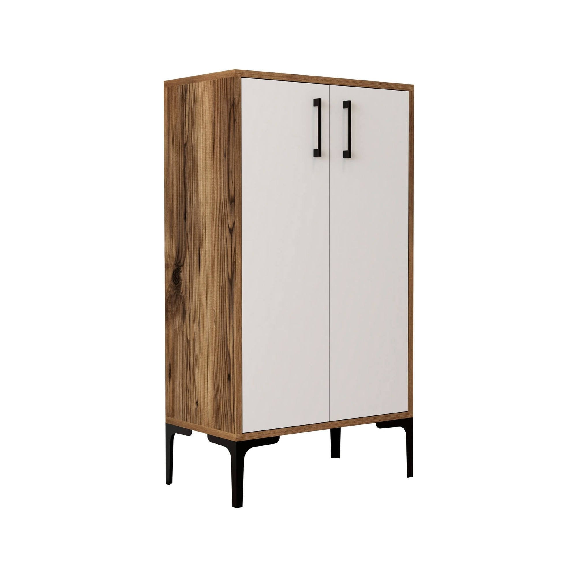 Scarpiera Axarix, Mobile portascarpe, Armadio da ingresso multiuso, Mobiletto per calzature, 60x35h111 cm, Noce e Bianco