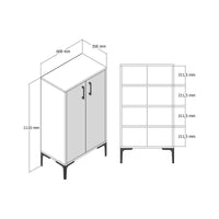 Scarpiera Axarix, Mobile portascarpe, Armadio da ingresso multiuso, Mobiletto per calzature, 60x35h111 cm, Noce e Bianco Marmo