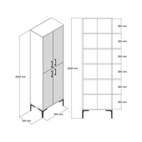 Scarpiera Sebastien, Mobile portascarpe, Armadio da ingresso multiuso, Mobiletto per calzature, 60x35h200 cm, Noce e Antracite