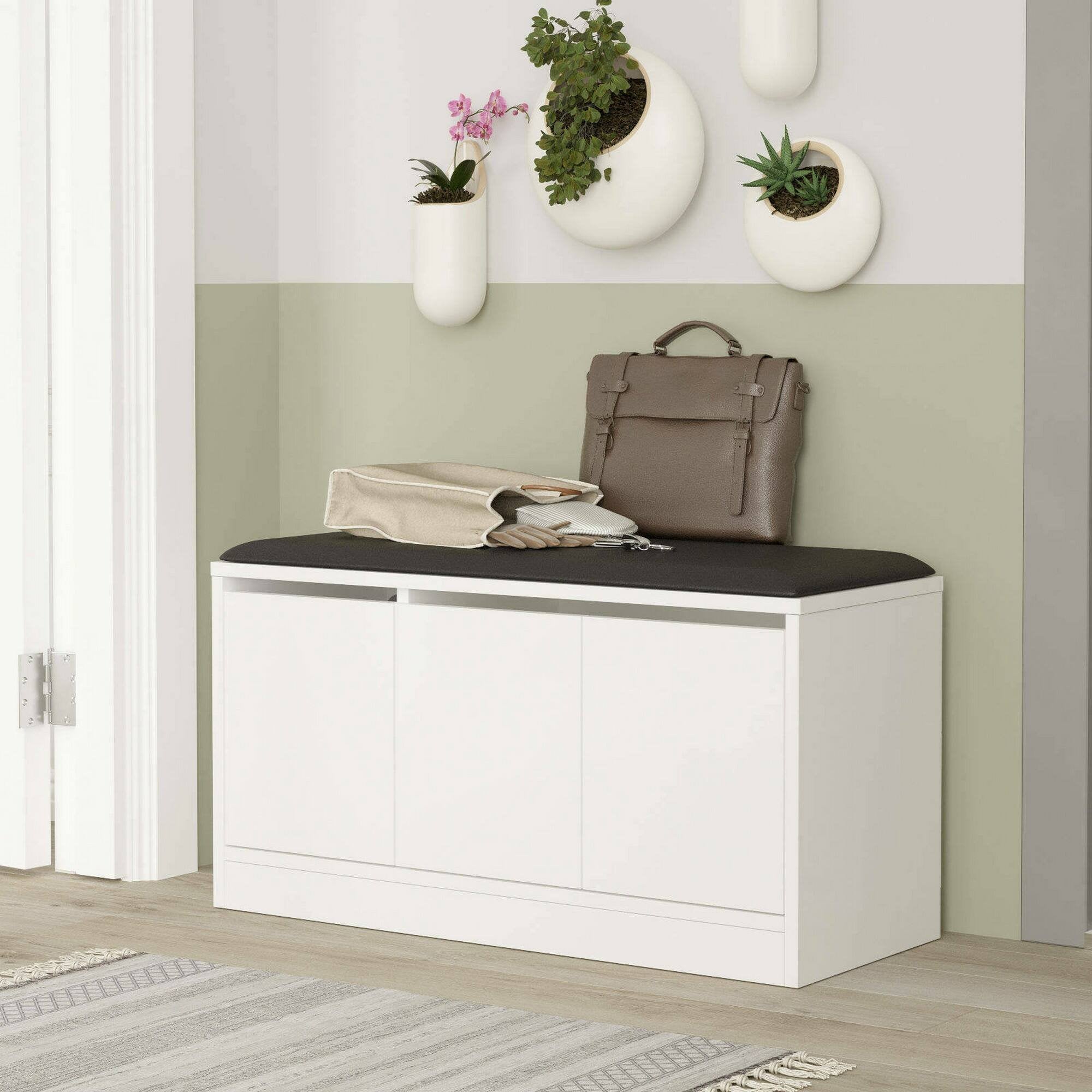 Scarpiera Corniola, Mobile portascarpe, Armadio da ingresso multiuso, Mobiletto per calzature, 90x36h46 cm, Bianco