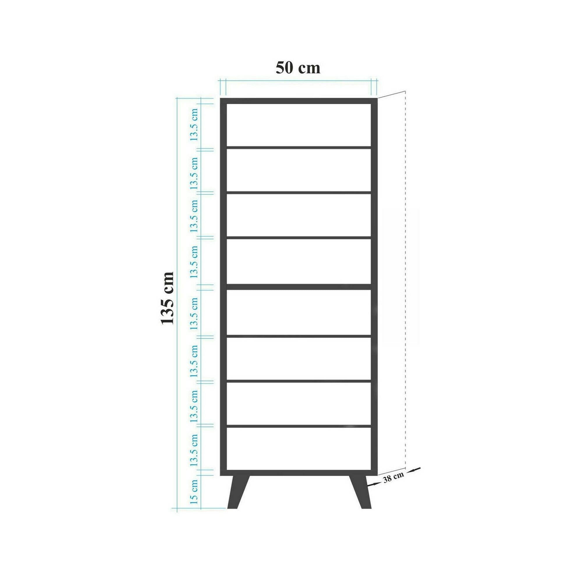 Scarpiera Giadeite, Mobile portascarpe, Armadio da ingresso multiuso, Mobiletto per calzature, 50x38h135 cm, Quercia e Multicolore