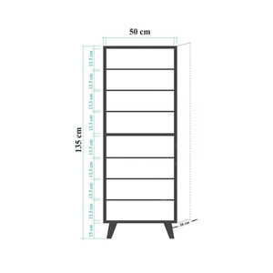 Scarpiera Giadeite, Mobile portascarpe, Armadio da ingresso multiuso, Mobiletto per calzature, 50x38h135 cm, Quercia e Multicolore