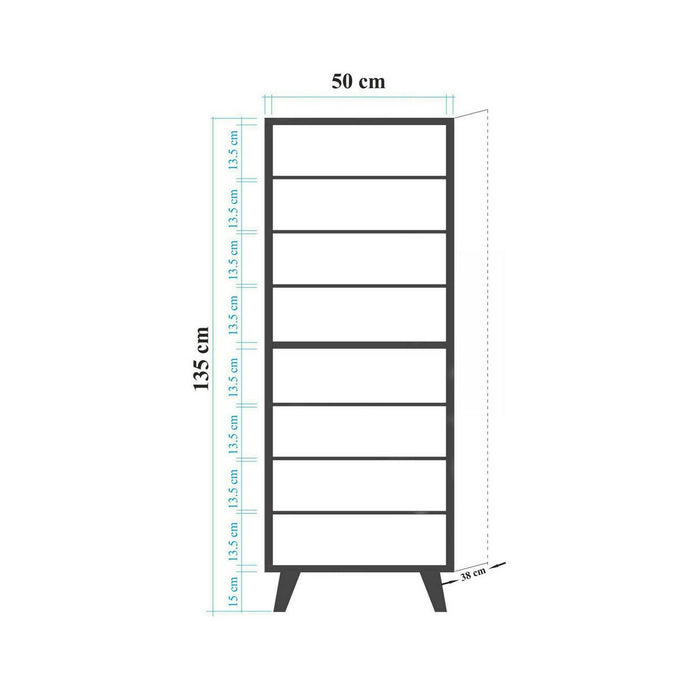 Scarpiera Giadeite, Mobile portascarpe, Armadio da ingresso multiuso, Mobiletto per calzature, 50x38h135 cm, Quercia e Multicolore
