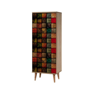 Scarpiera Giadeite, Mobile portascarpe, Armadio da ingresso multiuso, Mobiletto per calzature, 50x38h135 cm, Quercia e Multicolore