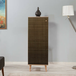 Scarpiera Giadeite, Mobile portascarpe, Armadio da ingresso multiuso, Mobiletto per calzature, 50x38h135 cm, Quercia