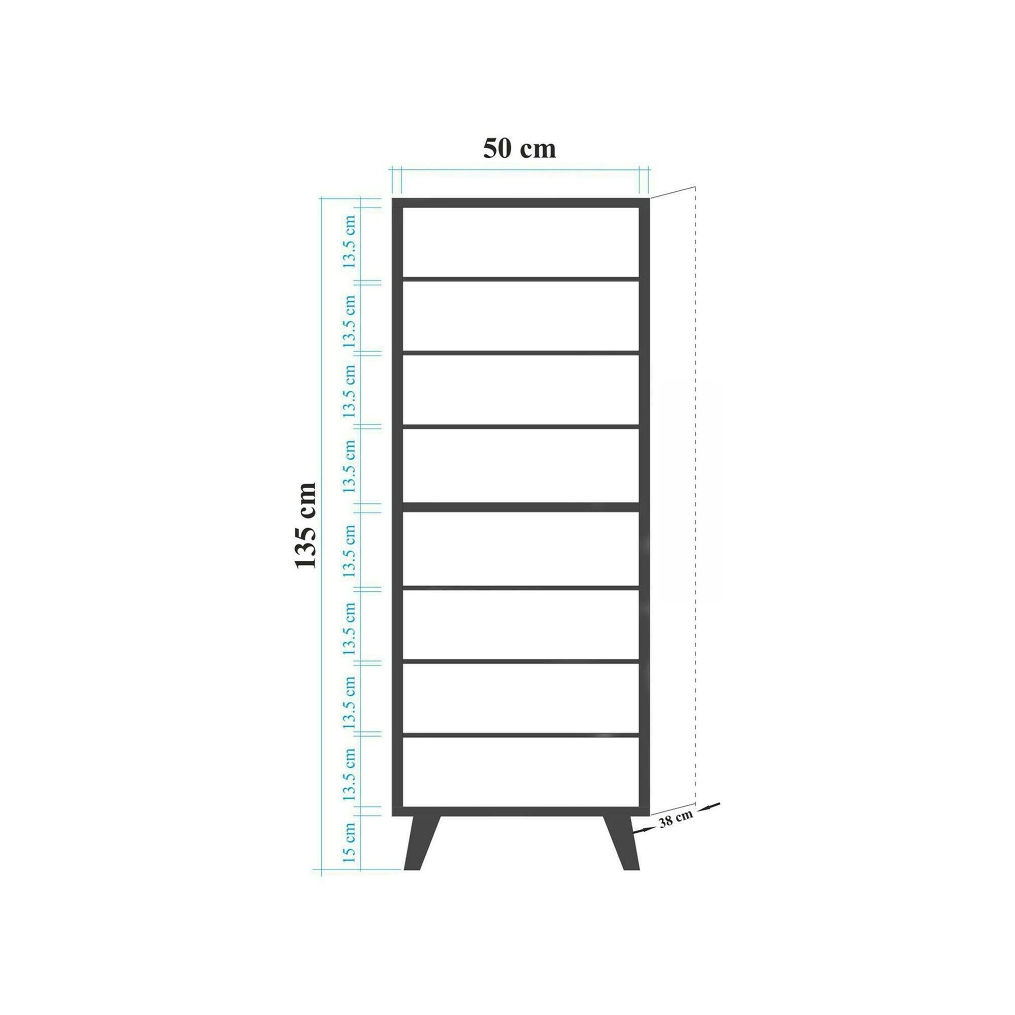 Scarpiera Giadeite, Mobile portascarpe, Armadio da ingresso multiuso, Mobiletto per calzature, 50x38h135 cm, Quercia