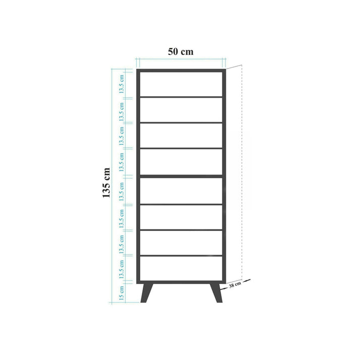 Scarpiera Giadeite, Mobile portascarpe, Armadio da ingresso multiuso, Mobiletto per calzature, 50x38h135 cm, Quercia