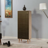 Scarpiera Giadeite, Mobile portascarpe, Armadio da ingresso multiuso, Mobiletto per calzature, 50x38h135 cm, Quercia