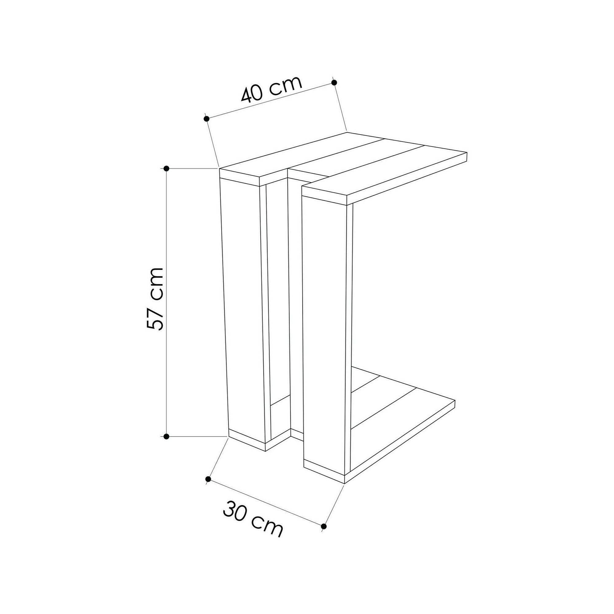 Tavolino da salotto Orione, Tavolo basso da caffè, Portariviste per divano, Ripiano da soggiorno, 30x40h57 cm, Quercia e Antracite