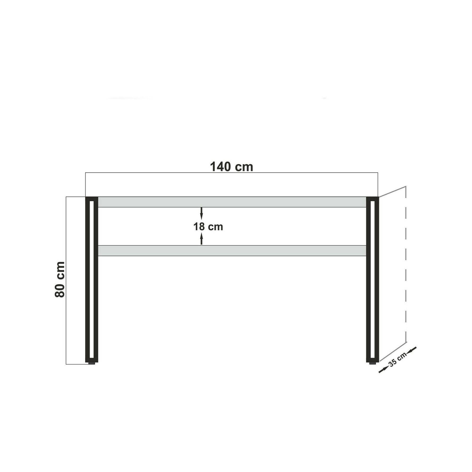 Consolle Basilicata, Tavolo multiuso, Mobiletto d'appoggio, Scrivania da corridoio, 140x35h80 cm, Quercia e Nero