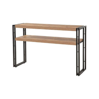 Consolle Basilicata, Tavolo multiuso, Mobiletto d'appoggio, Scrivania da corridoio, 140x35h80 cm, Quercia e Nero