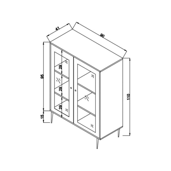 Credenza Albiano, Buffet da soggiorno, Madia da salotto, Dispensa da cucina, 90x40h110 cm, Quercia