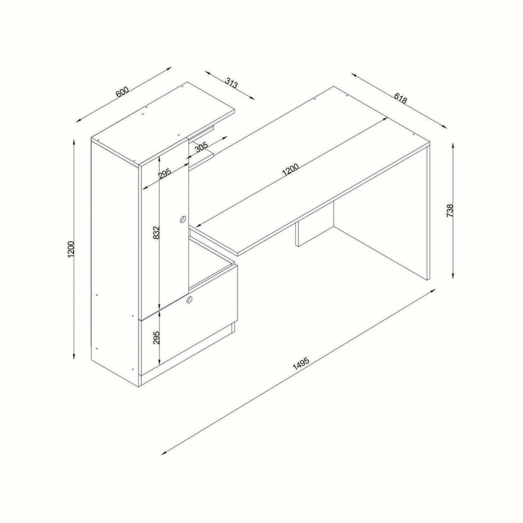 Scrivania Marilena, Scrittoio multiuso, Tavolo per ufficio porta PC, Piano di lavoro, 150x62h140 cm, Bianco