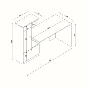 Scrivania Marilena, Scrittoio multiuso, Tavolo per ufficio porta PC, Piano di lavoro, 150x62h140 cm, Bianco