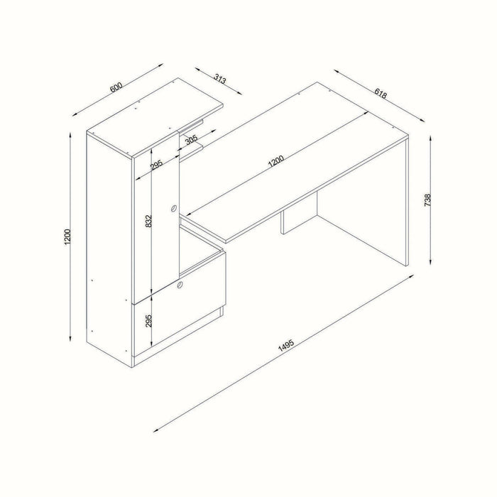 Scrivania Marilena, Scrittoio multiuso, Tavolo per ufficio porta PC, Piano di lavoro, 150x62h140 cm, Bianco