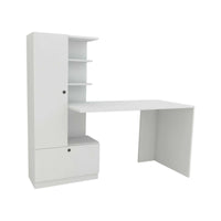 Scrivania Marilena, Scrittoio multiuso, Tavolo per ufficio porta PC, Piano di lavoro, 150x62h140 cm, Bianco
