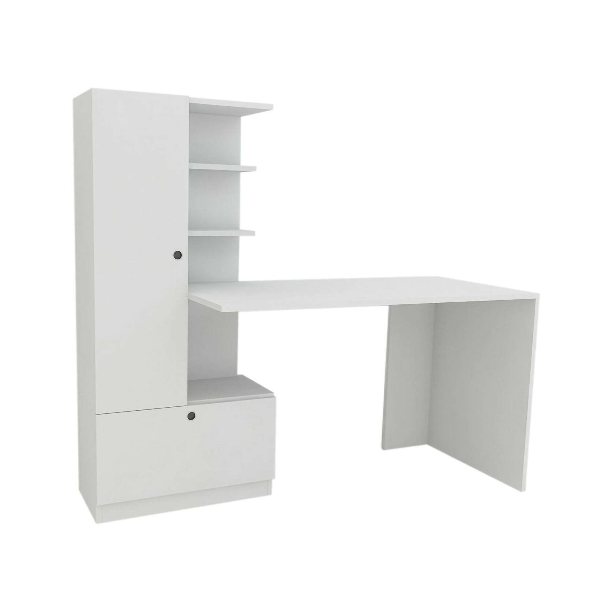 Scrivania Marilena, Scrittoio multiuso, Tavolo per ufficio porta PC, Piano di lavoro, 150x62h140 cm, Bianco