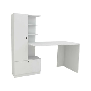 Scrivania Marilena, Scrittoio multiuso, Tavolo per ufficio porta PC, Piano di lavoro, 150x62h140 cm, Bianco