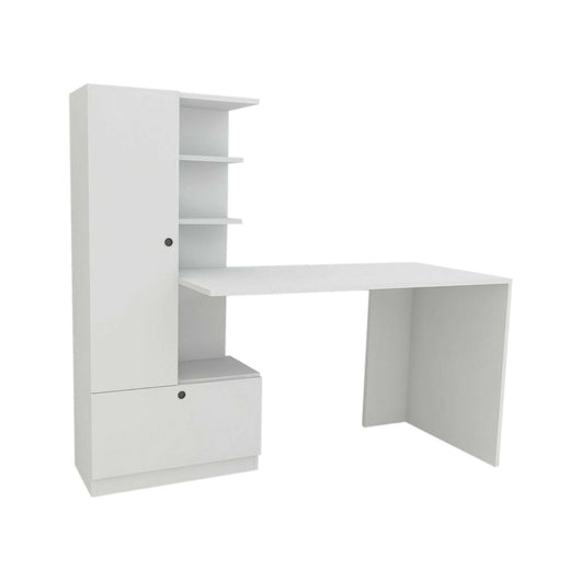 Scrivania Marilena, Scrittoio multiuso, Tavolo per ufficio porta PC, Piano di lavoro, 150x62h140 cm, Bianco