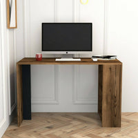 Scrivania Bising, Scrittoio multiuso, Tavolo per ufficio porta PC, Piano di lavoro, 120x60h75 cm, Noce e Antracite