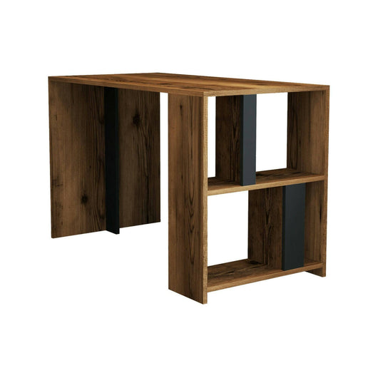 Scrivania Bising, Scrittoio multiuso, Tavolo per ufficio porta PC, Piano di lavoro, 120x60h75 cm, Noce e Antracite