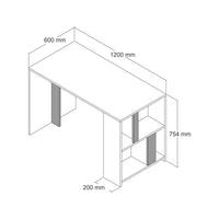 Scrivania Bising, Scrittoio multiuso, Tavolo per ufficio porta PC, Piano di lavoro, 120x60h75 cm, Noce e Bianco