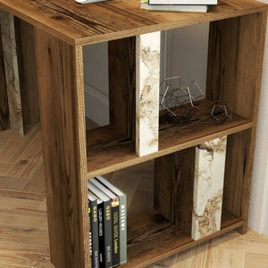 Scrivania Bising, Scrittoio multiuso, Tavolo per ufficio porta PC, Piano di lavoro, 120x60h75 cm, Noce e Bianco Marmo