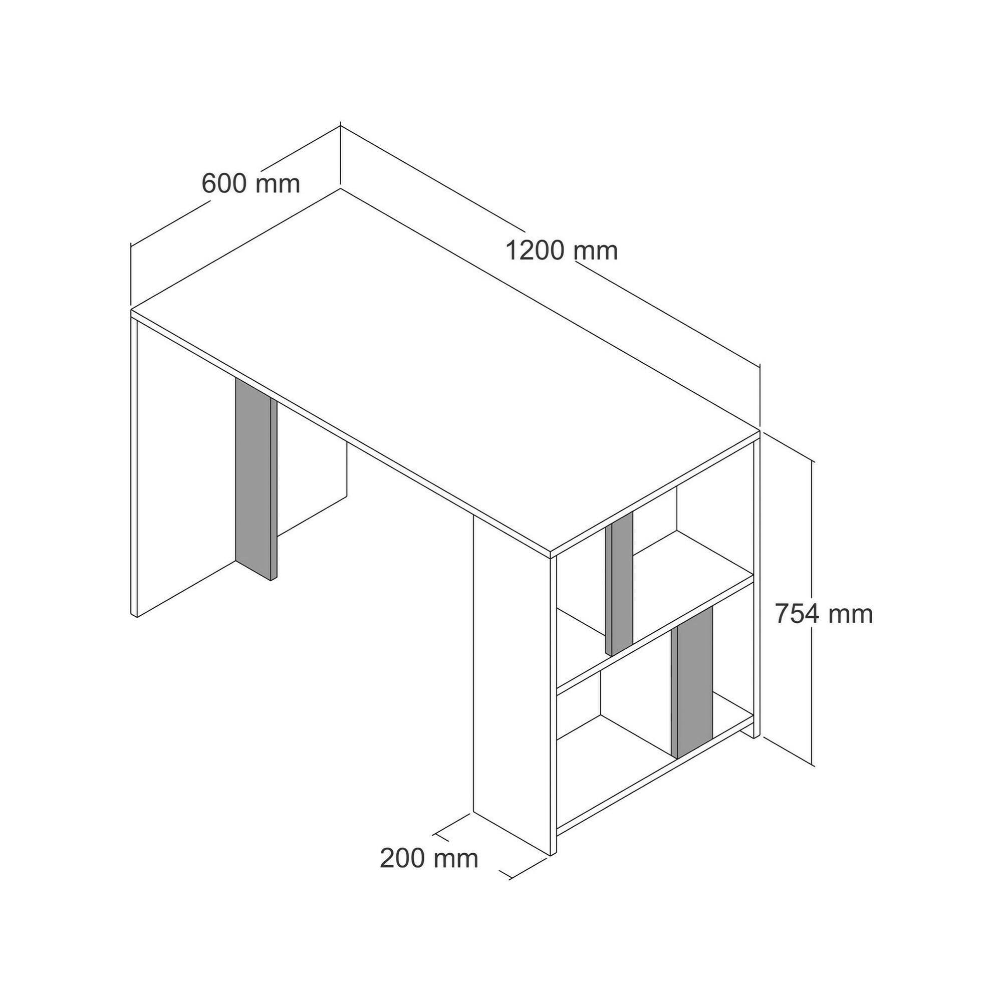Scrivania Bising, Scrittoio multiuso, Tavolo per ufficio porta PC, Piano di lavoro, 120x60h75 cm, Noce e Bianco Marmo
