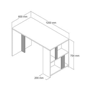 Scrivania Bising, Scrittoio multiuso, Tavolo per ufficio porta PC, Piano di lavoro, 120x60h75 cm, Noce e Bianco Marmo