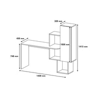 Scrivania Baselice, Scrittoio multiuso, Tavolo per ufficio porta PC, Piano di lavoro, 145x45h75 cm, Noce e Bianco