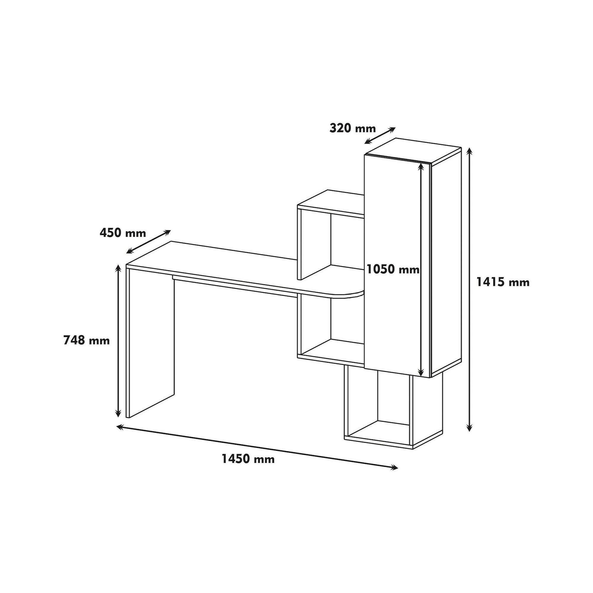 Scrivania Baselice, Scrittoio multiuso, Tavolo per ufficio porta PC, Piano di lavoro, 145x45h75 cm, Noce e Bianco