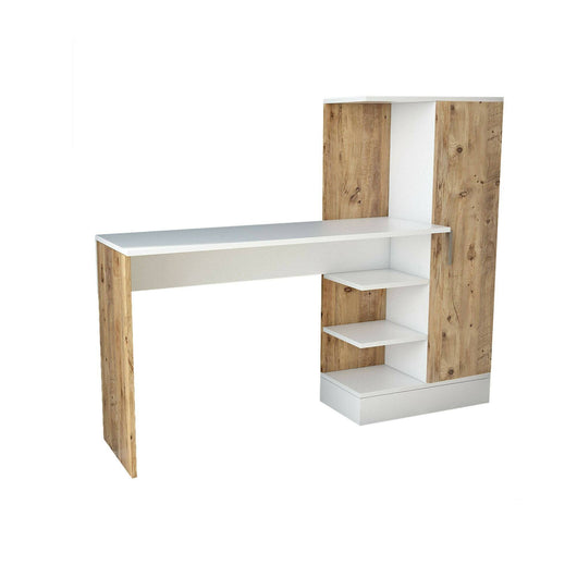 Scrivania Angaga, Scrittoio multiuso, Tavolo per ufficio porta PC, Piano di lavoro, 152x40h120 cm, Quercia e Bianco