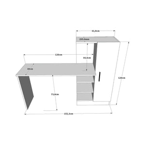 Scrivania Angaga, Scrittoio multiuso, Tavolo per ufficio porta PC, Piano di lavoro, 152x40h120 cm, Quercia e Nero