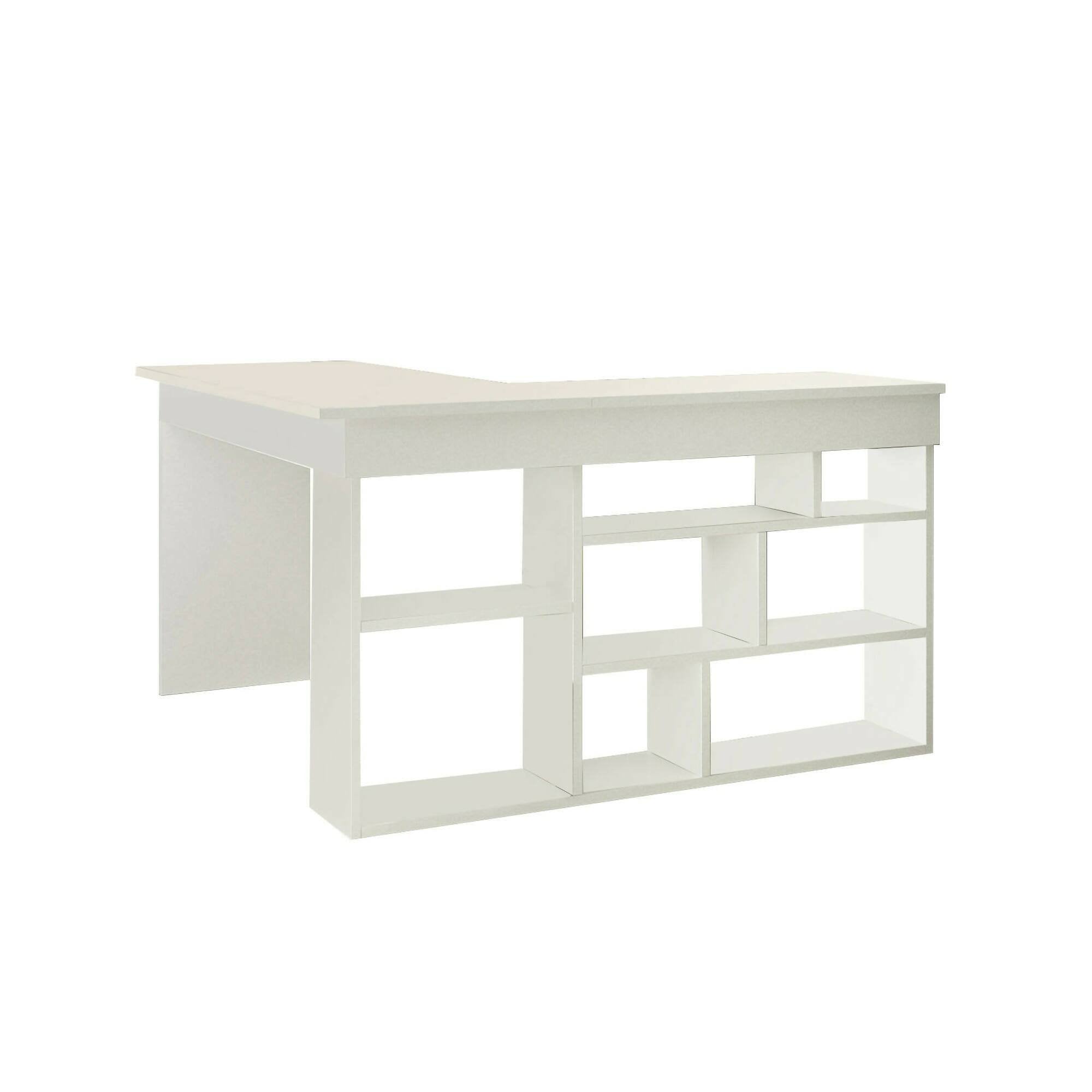 Scrivania Altin, Scrittoio multiuso, Tavolo per ufficio porta PC, Piano di lavoro, 129x120h72 cm, Bianco