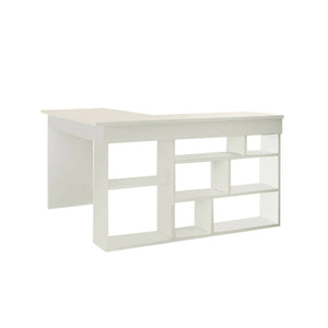 Scrivania Altin, Scrittoio multiuso, Tavolo per ufficio porta PC, Piano di lavoro, 129x120h72 cm, Bianco