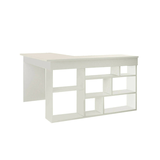 Scrivania Altin, Scrittoio multiuso, Tavolo per ufficio porta PC, Piano di lavoro, 129x120h72 cm, Bianco