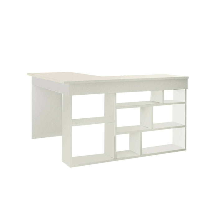 Scrivania Altin, Scrittoio multiuso, Tavolo per ufficio porta PC, Piano di lavoro, 129x120h72 cm, Bianco