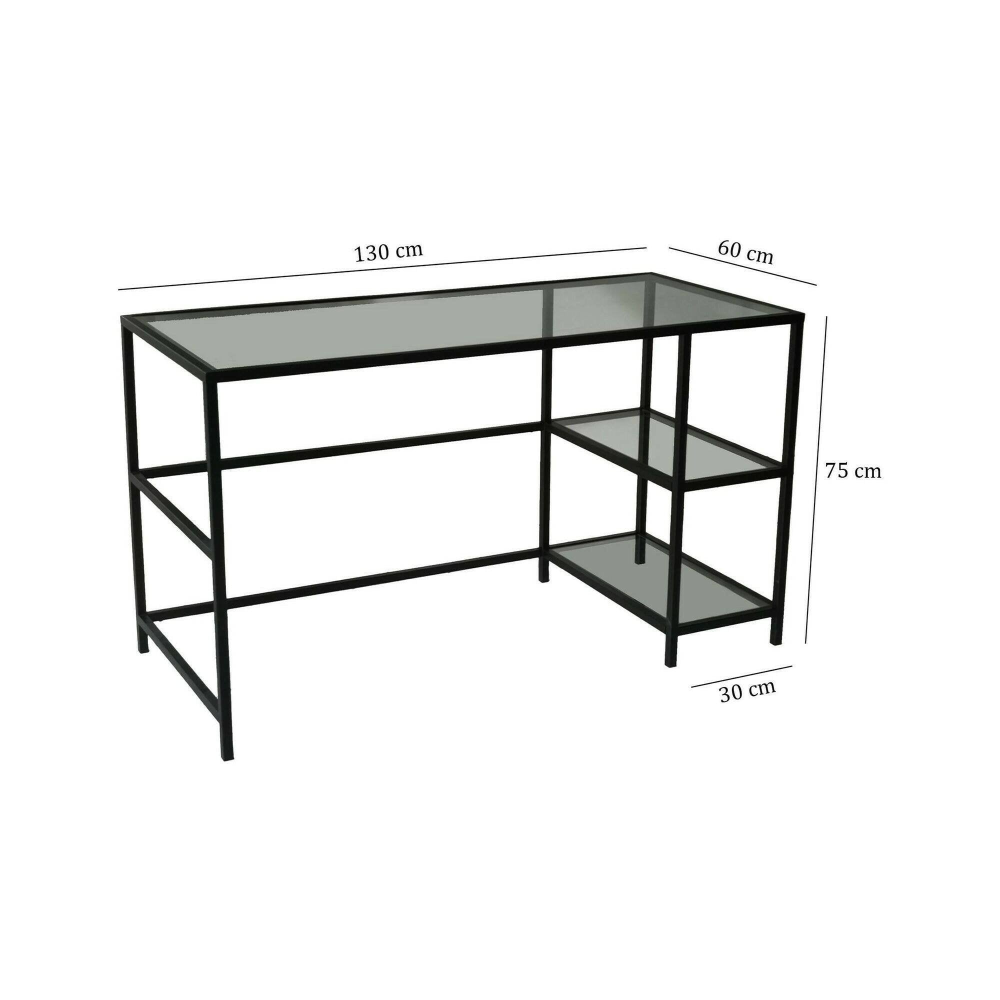 Scrivania Ameglia, Scrittoio multiuso, Tavolo per ufficio porta PC, Piano di lavoro, 130x60h75 cm, Nero