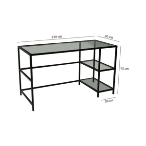 Scrivania Ameglia, Scrittoio multiuso, Tavolo per ufficio porta PC, Piano di lavoro, 130x60h75 cm, Nero