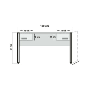 Scrivania Grimilde, Scrittoio multiuso, Tavolo per ufficio porta PC, Piano di lavoro, 139x60h75 cm, Quercia e Nero