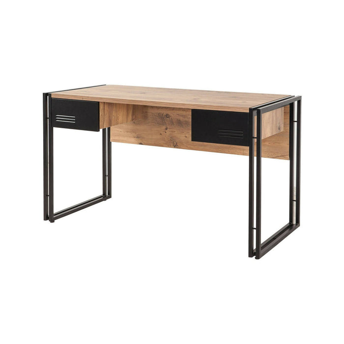 Scrivania Grimilde, Scrittoio multiuso, Tavolo per ufficio porta PC, Piano di lavoro, 139x60h75 cm, Quercia e Nero