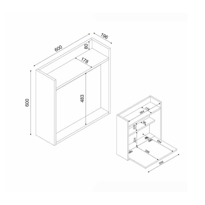 Scrivania Bariano, Scrittoio multiuso, Tavolo per ufficio porta PC, Piano di lavoro, 60x20h60 cm, Bianco e Noce