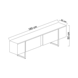 Mobile porta TV Abishia, Credenza da soggiorno, Armadio basso per TV, Base parete attrezzata, 180x30h50 cm, Antracite e Nero
