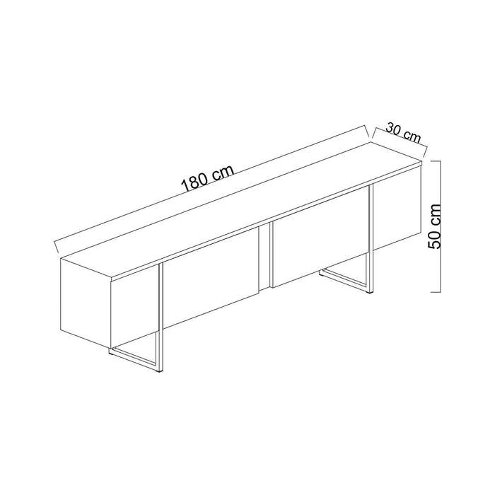 Mobile porta TV Abishia, Credenza da soggiorno, Armadio basso per TV, Base parete attrezzata, 180x30h50 cm, Antracite e Nero
