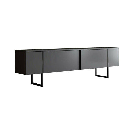Mobile porta TV Abishia, Credenza da soggiorno, Armadio basso per TV, Base parete attrezzata, 180x30h50 cm, Antracite e Nero