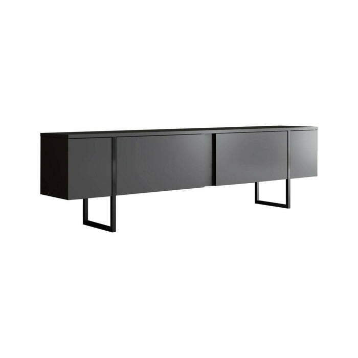 Mobile porta TV Abishia, Credenza da soggiorno, Armadio basso per TV, Base parete attrezzata, 180x30h50 cm, Antracite e Nero