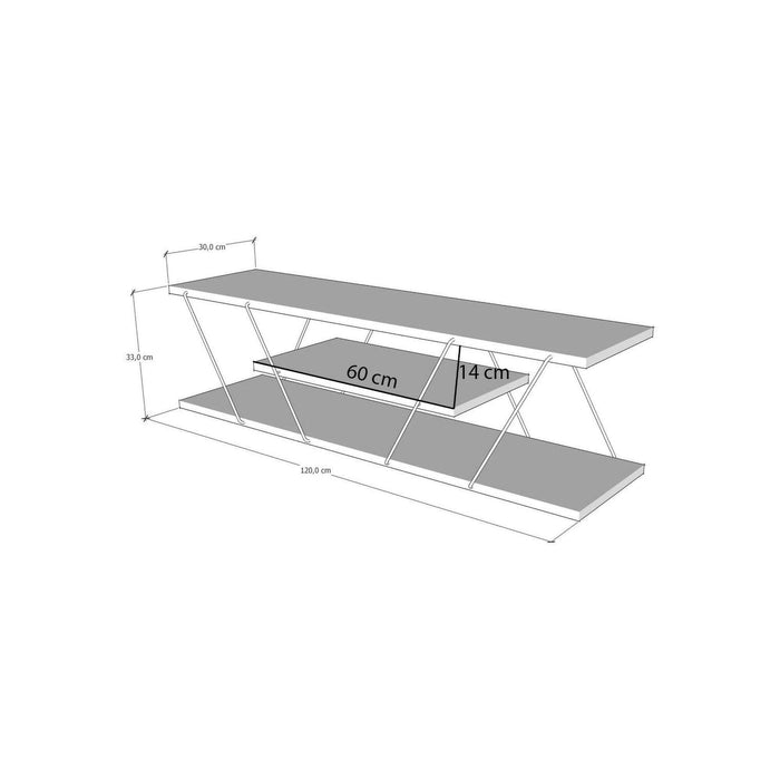 Mobile porta TV Desdemona, Credenza da soggiorno, Armadio basso per TV, Base parete attrezzata, 120x30h33 cm, Nero e Noce